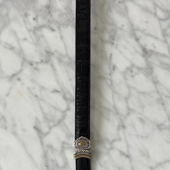 🌼BRIGHTON🌼 Marcus Mixed Metal Reversible Black and Brown Leather Belt, Size M 30 - Picture 10 of 16